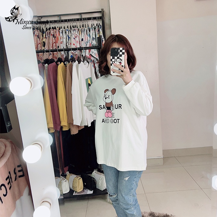 Áo phông nữ dài tay form rộng, áo thun nữ hàng Quảng Châu L1 Mã AP175