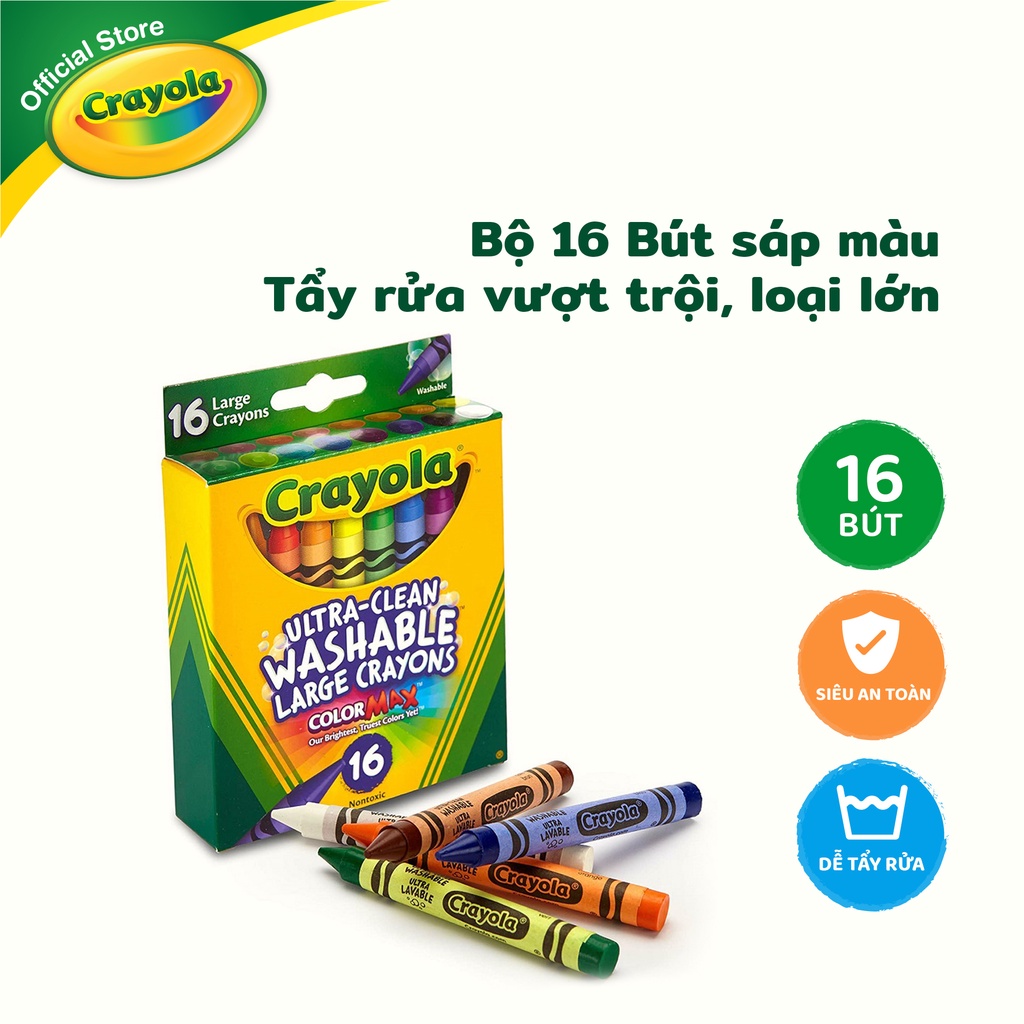 Bộ 16 Bút sáp màu Tẩy rửa vượt trội, loại lớn - 5232813014