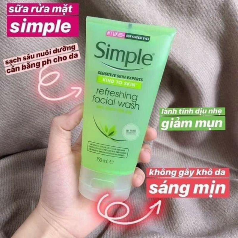 Sữa Rửa Mặt Simple Gel Kind To Skin Refreshing Facial Wash Gel 150ml | BigBuy360 - bigbuy360.vn