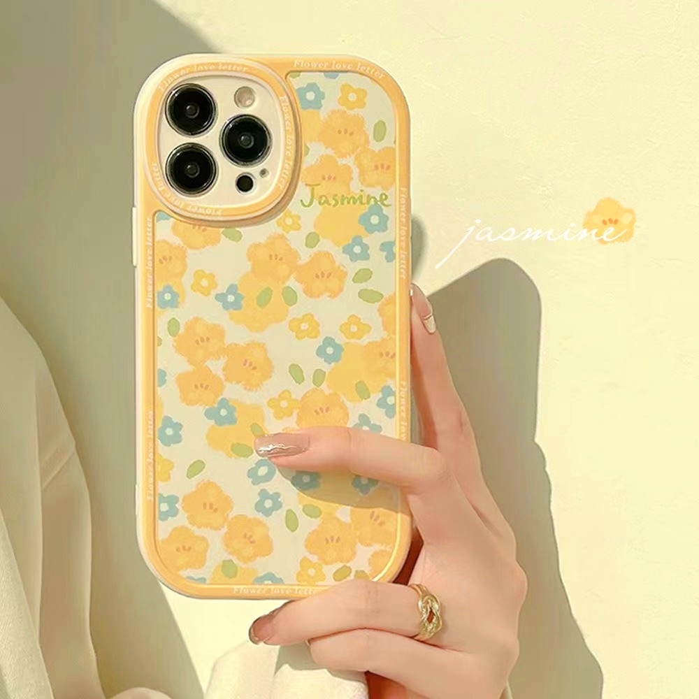Lovely Fashion Yellow Floral Phone Case For Samsung A23 A33 A53 A73 M23 A03 A13 A03s A12 A22 A52 A52s S22 Plus Ultra S20 S21FE A72 A51 A71 A32 A50 A50s A30s A30 A20 A20s Soft Back Cover Silicone Protective Cover