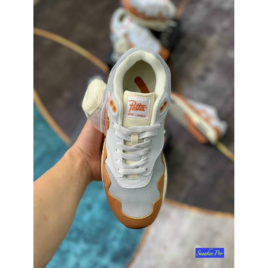 Fullbox Giày thể thao nam nữ Air Max 1 Patta Waves Monarch  màu trắng cam cực chất