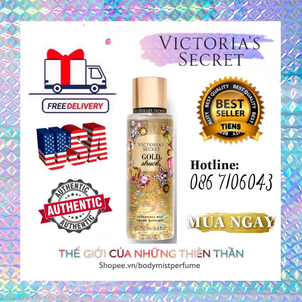 𝗕𝗢𝗗𝗬𝗠𝗜𝗦𝗧⚜️Xịt Thơm Body Victoria’s Secret Gold Struck 250ml