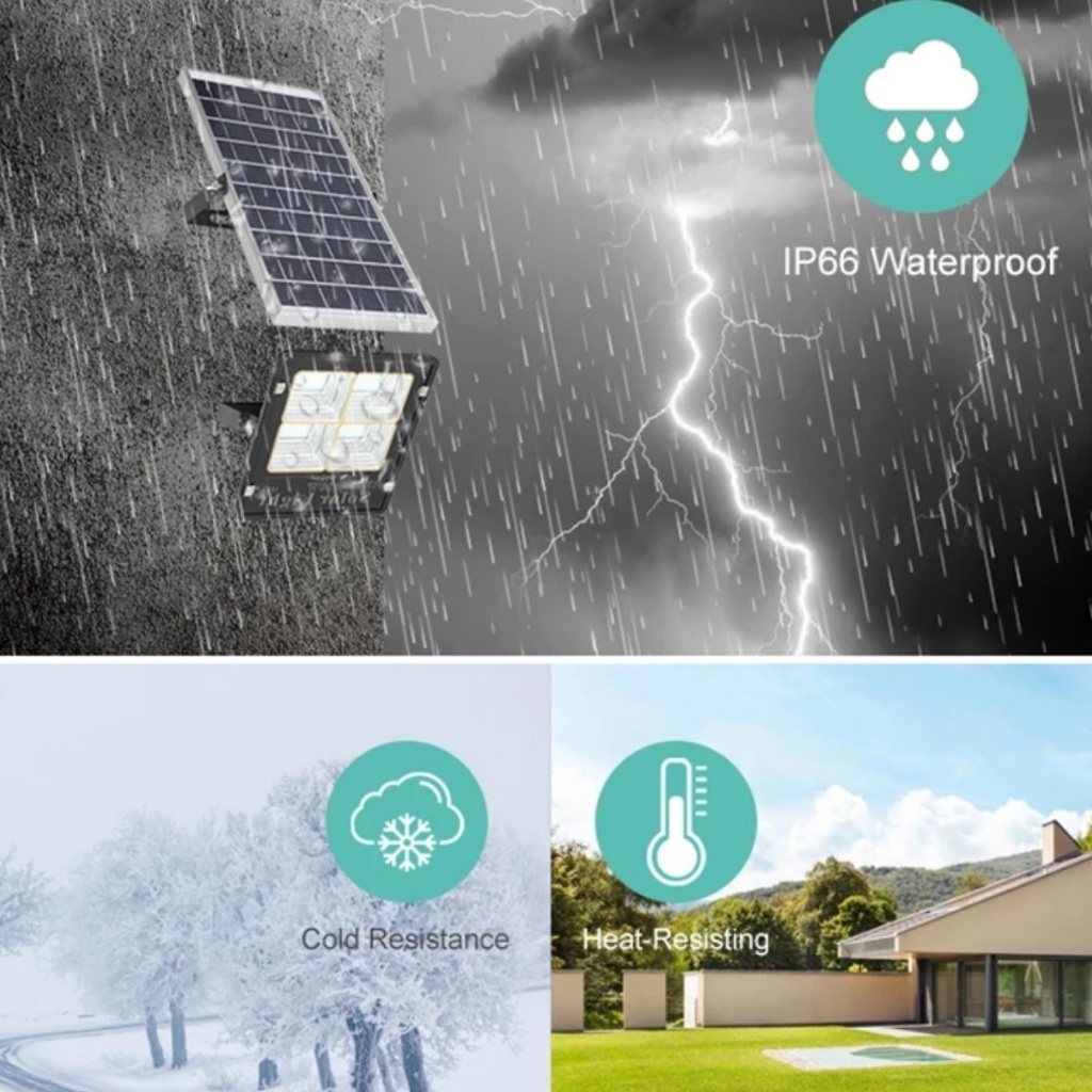 Đèn Pha Led Năng Lượng Mặt Trời 60w Chống Nước,Vỏ Nhôm Có Điều Khiển Từ Xa, Đèn Sân Vườn Bảo Hành 2 năm