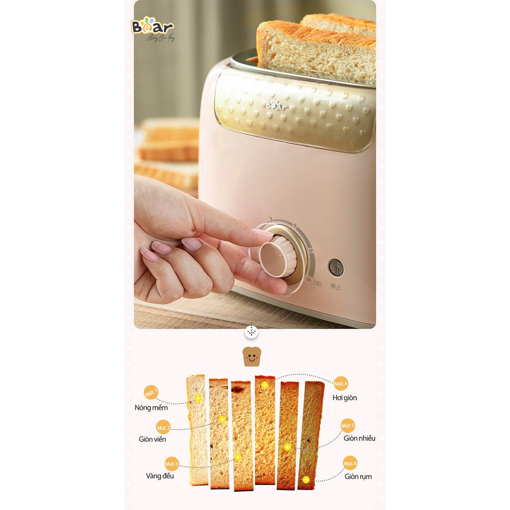 Máy Kẹp Nướng Làm Bánh Mì/Mỳ Bear, Máy Nướng bánh Mì Sandwich - Waffle - Bánh Quế_Bảo Hành 18 Tháng