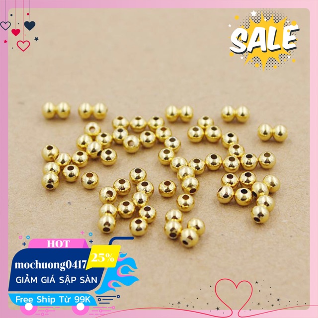 [Siêu rẻ] Charm bi bạc mạ vàng 4mm - MH385