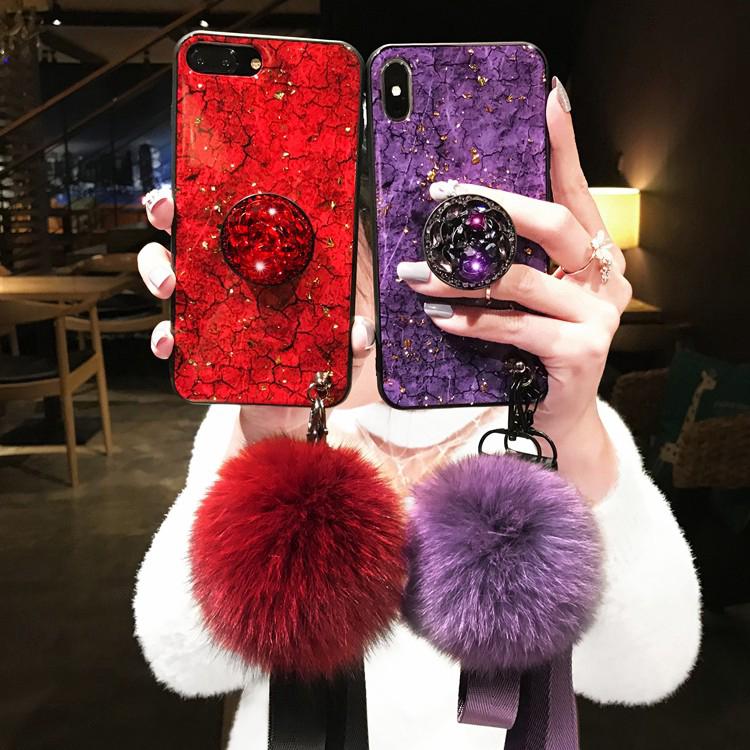 Ốp Điện Thoại Đính Đá Lấp Lánh Gắn Quả Bông Sang Trọng Cho Iphone XS/XR/XsMax 7p/8plus 6sp 8P