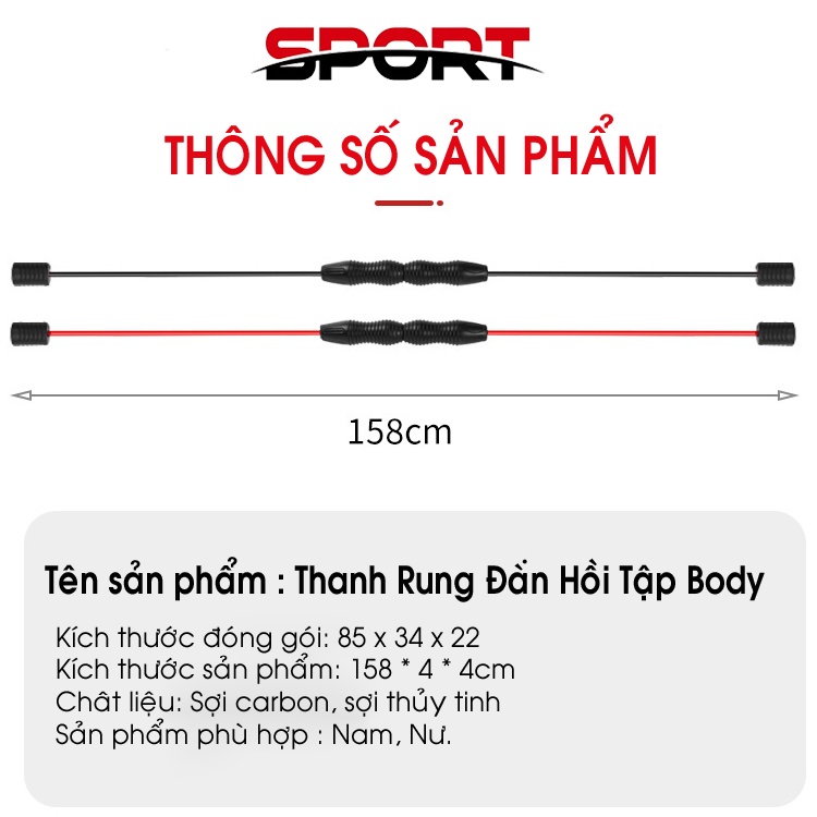 Gậy rung tập gym đa năng làm gọn cơ thể săn chắc các cơ có thể tháo rời