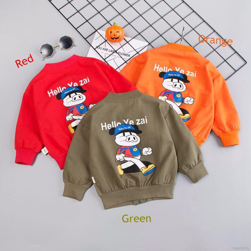 Áo khoác kéo khóa in hình hoạt hình phong cách Hàn Quốc cho bé trai