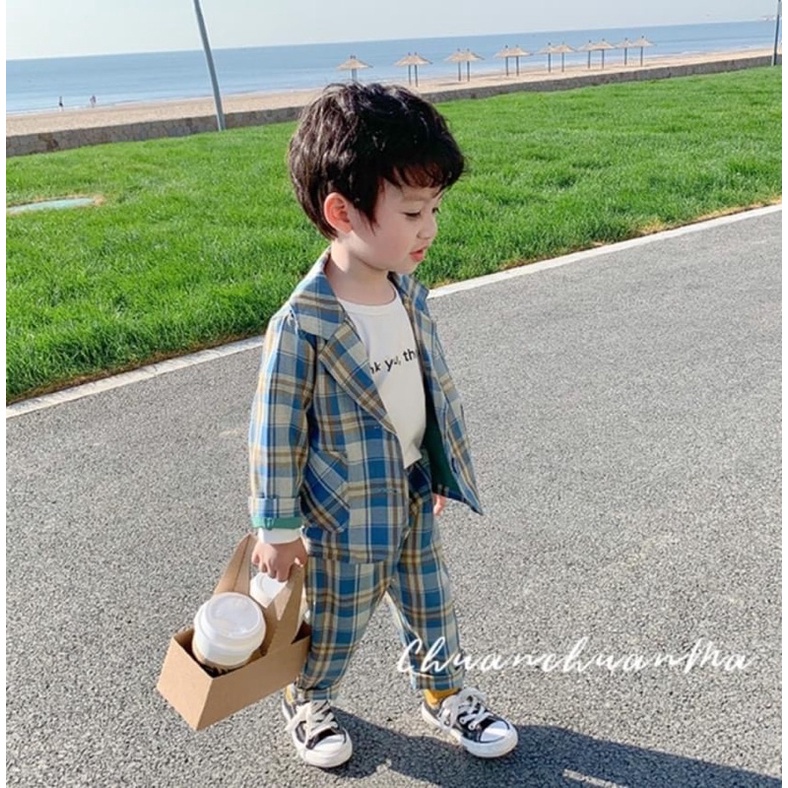 Set vest kẻ QCCC bé trai