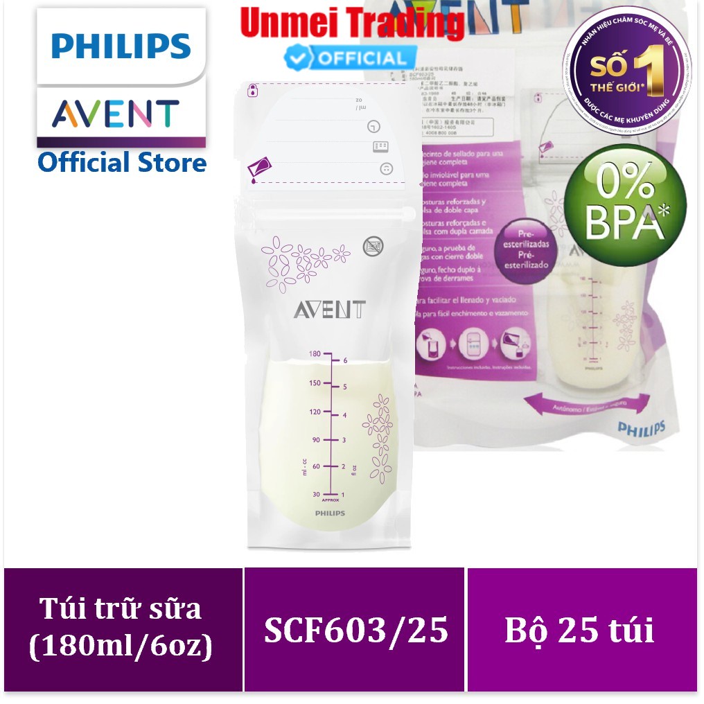 Túi trữ sữa Philips Avent 25pcs/cái -180ml (SCF603/25)