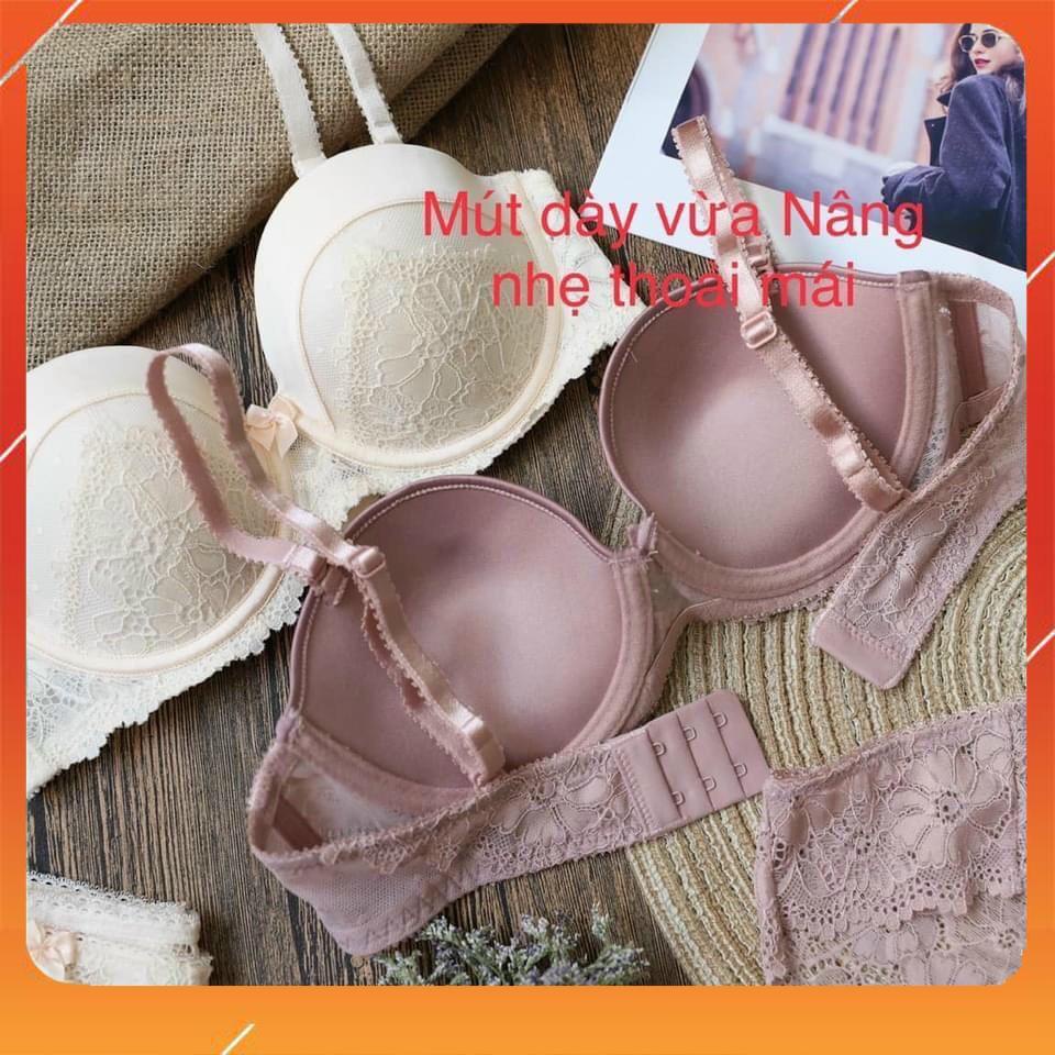 Set bộ đồ lót nữ Vick cao cấp áo có gọng cup ngang, chất liệu ren họa tiết hoa thêu, có đệm mút. Mã B21050