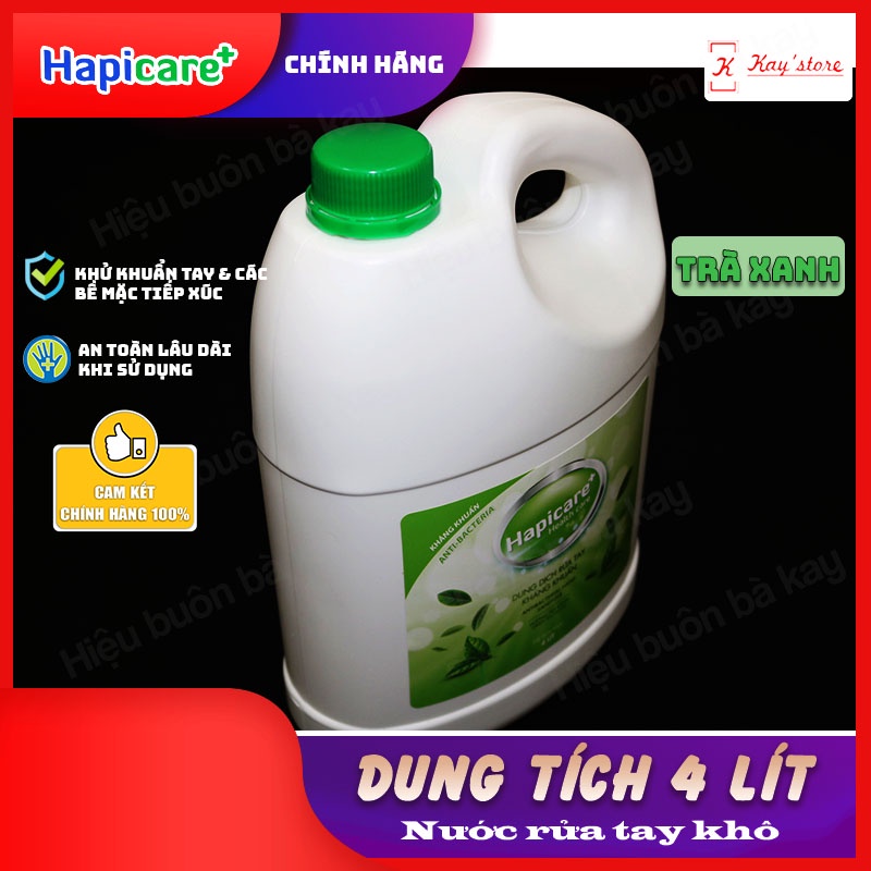 Can nước rửa tay khô kháng khuẩn HapiCare+ (4 Lít) rửa tay sát khuẩn