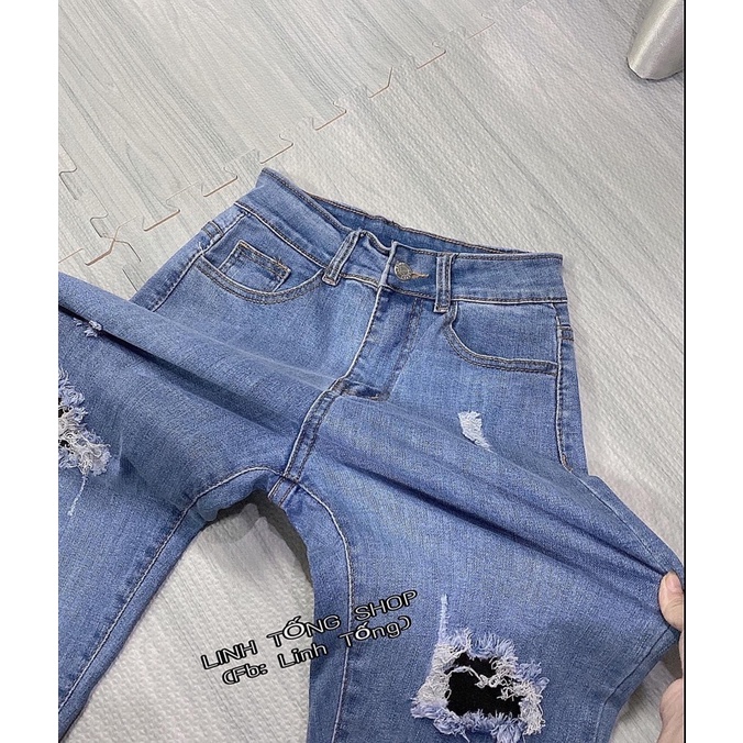 quần jeans boy friend co giãn tốt lưng siêu cao ( hình thật 100%)