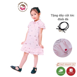 Váy cho bé gái kiểu polo, đầm cho bé gái mùa hè,cotton size 9-26kg V05 - Cherry Baby