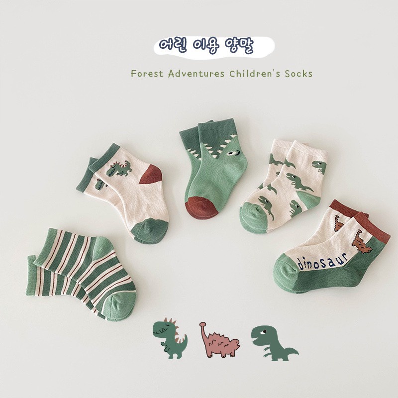 Set 5 Đôi Tất Cao Cổ Cho Bé Chất Cotton Co Gĩan