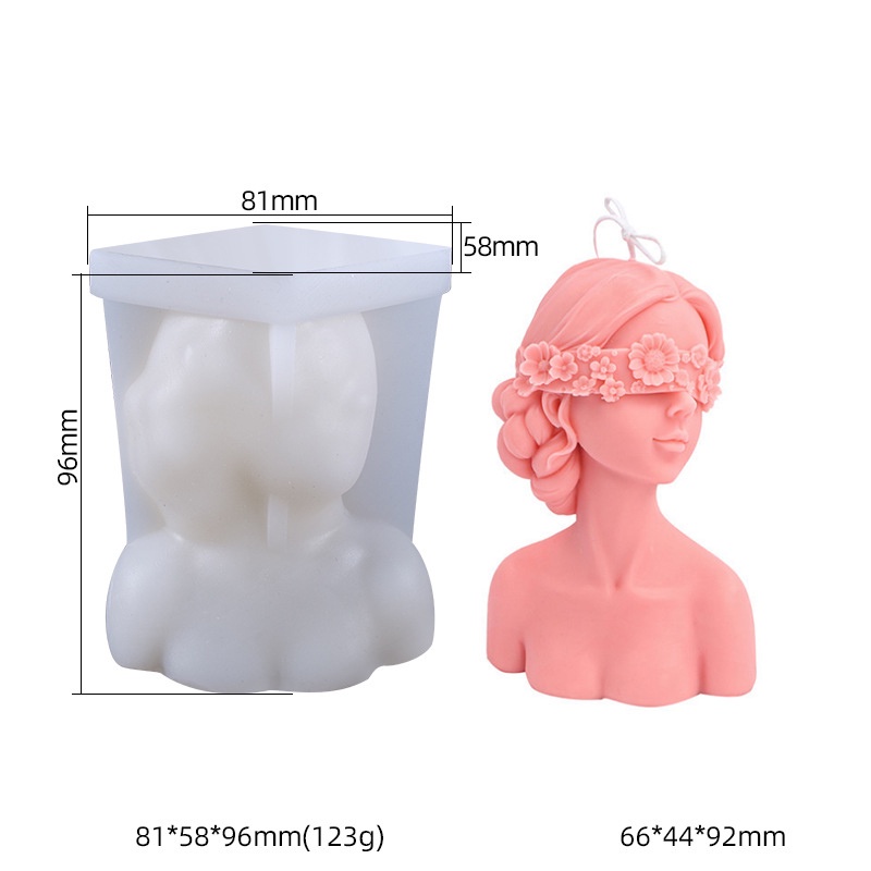 Khuôn Silicon Cô Gái Nhắm Mắt Nến Thơm/Thạch Cao Handmade DIY