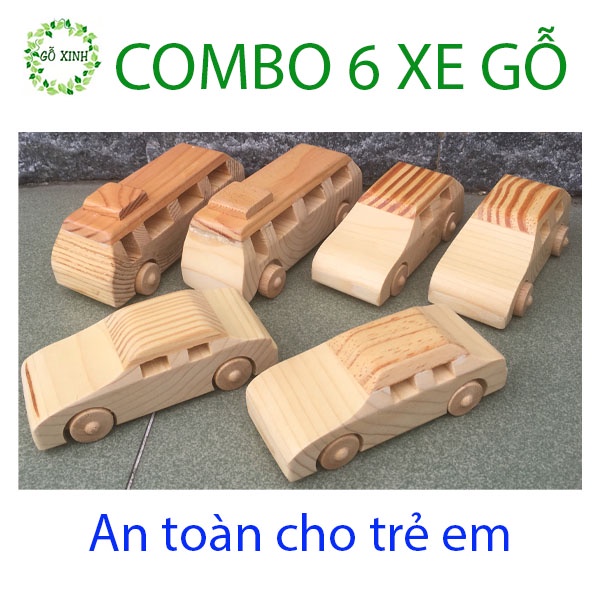 COMBO 6 CHIẾC xe đồ chơi gỗ hàng xuất khẩu an toàn cho bé [3 mẫu xe Bus + 4 chỗ + 7 chỗ]
