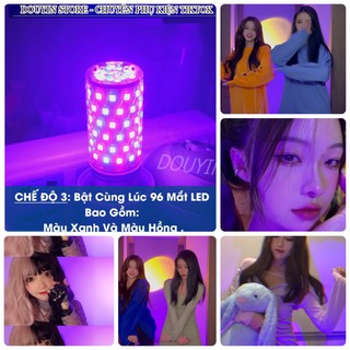 Đèn LED tiktok đổi màu 3 trong 1 - Hồng, Xanh Đèn Led màu quay decor trang trí nhà cửa