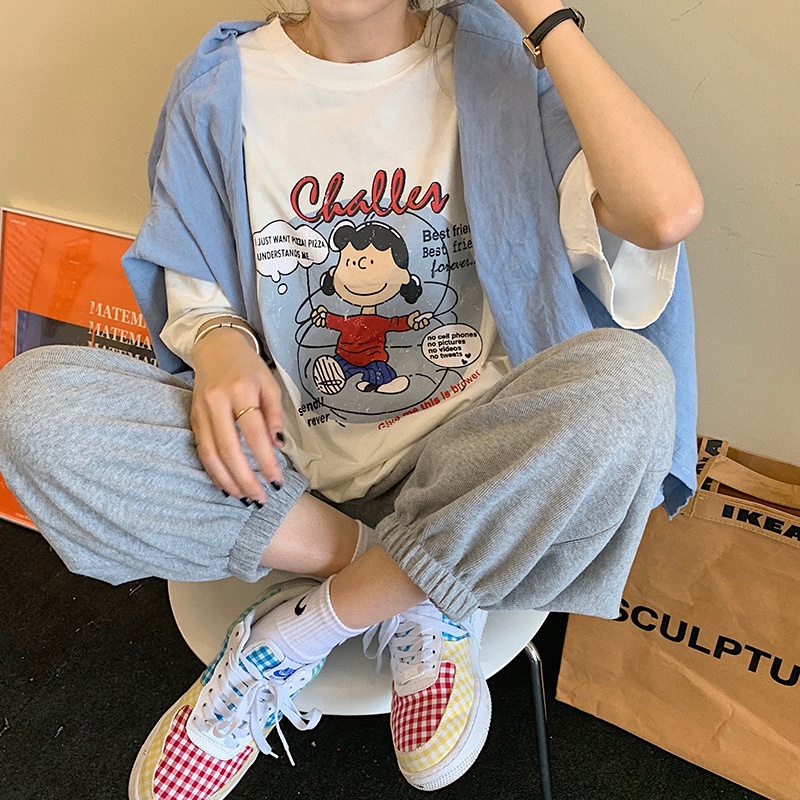 NRVP Áo Thun Cotton Tay Ngắn Cổ Tròn Màu Trơn Thời Trang Dành Cho Nữ