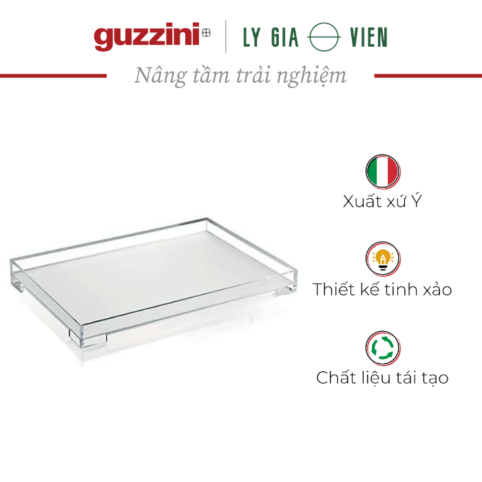 Khay Nhựa Cao Cấp Cỡ Vừa Guzzini M Tray &quot;Essence&quot;  - Thiết Kế Hiện Đại - Dễ Dàng Cầm - Đế Phủ Satin Chống Trầy