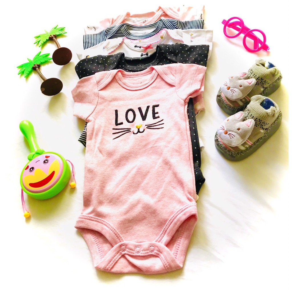 SET 5 body chip cho bé sơ sinh đến 12 tháng tuổi, Áo liền quần chip cho bé, chất cotton mềm mịn, hàng xuất khẩu
