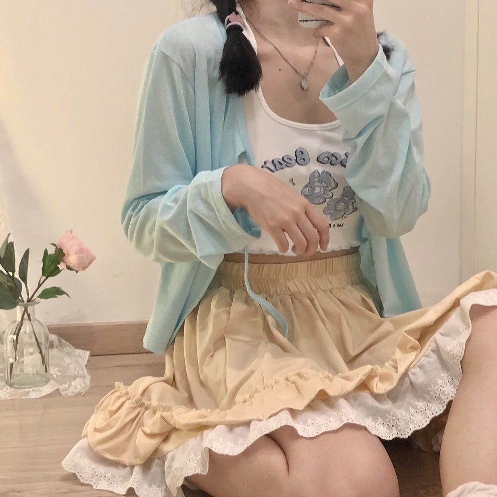 Áo Khoác Cardigan Ngắn Tay Dài Siêu Mỏng Chống Nắng Thời Trang Mùa Hè Cho Nữ