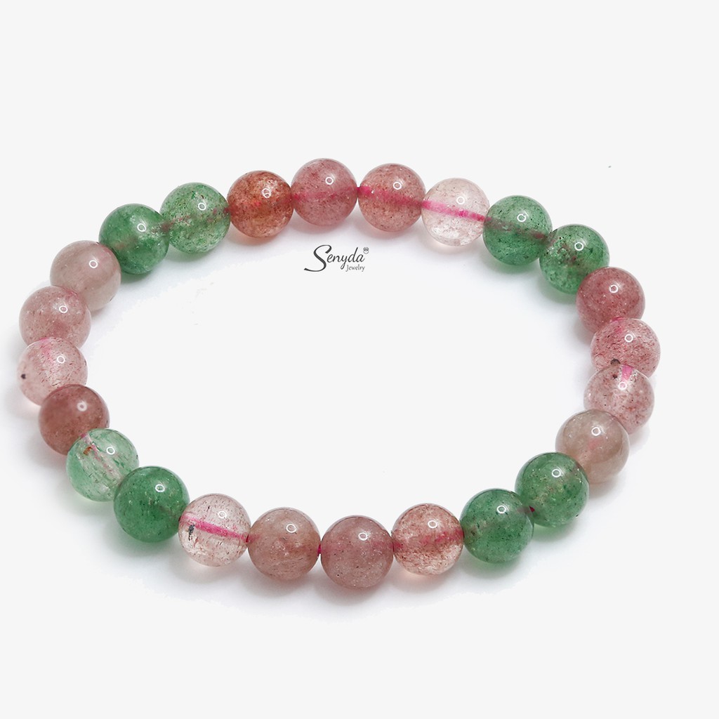 Vòng tay chuỗi hạt Senyda Jewelry dâu tây đa sắc size 8mm thiên nhiên VT106