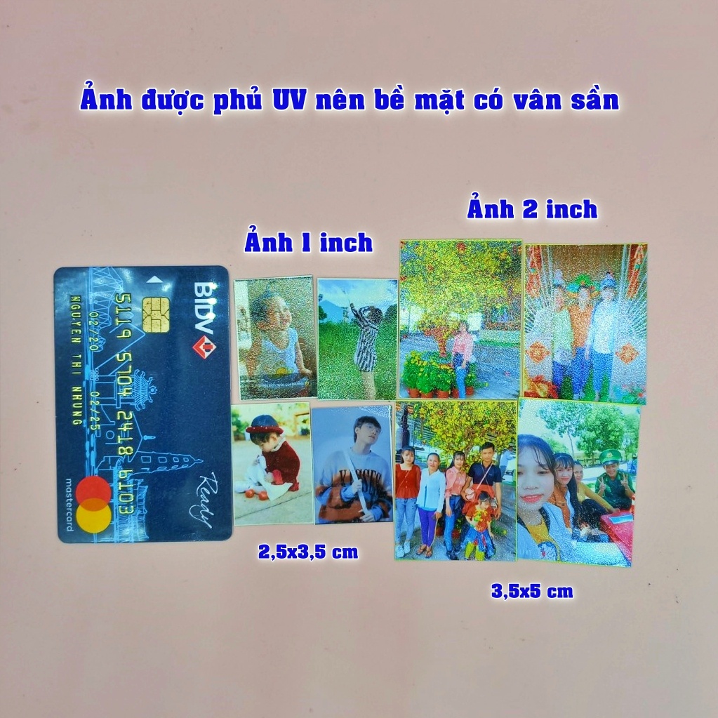 In ảnh 1 inch cỡ 2,5x3,5 cm, ảnh 2 inch cỡ 3,5x5 cm theo yêu cầu để móc khóa album ảnh, dán sổ tại Kho album ảnh ANVY