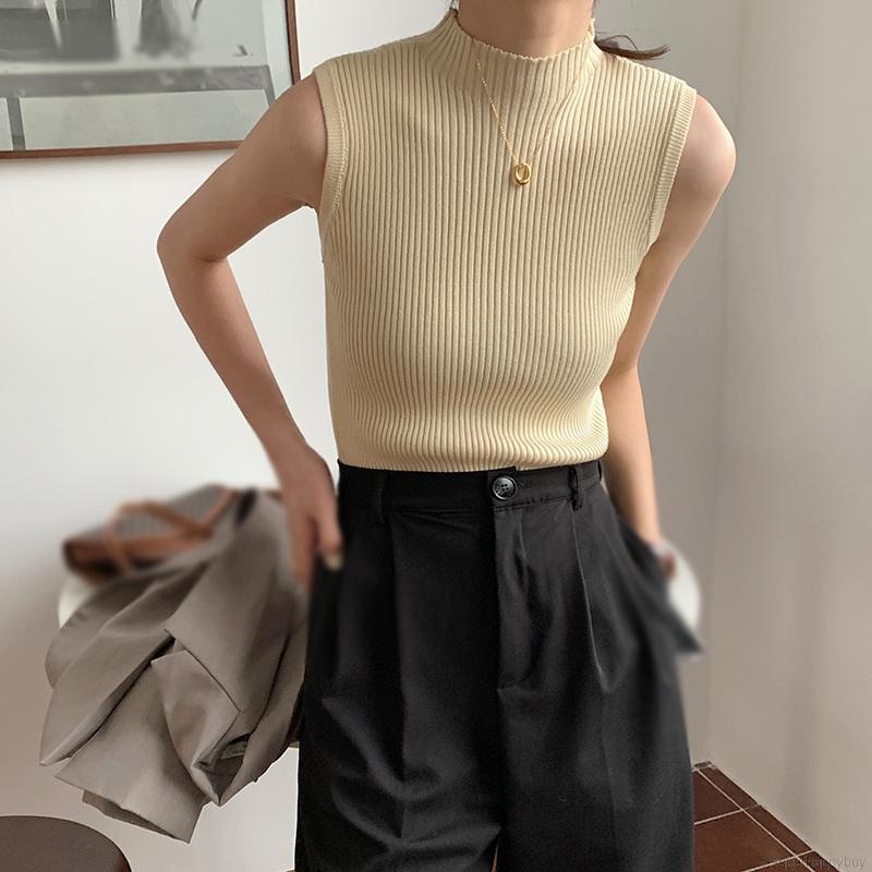 Áo sát nách dệt kim phong cách Retro Hàn Quốc sành điệu cho nữ