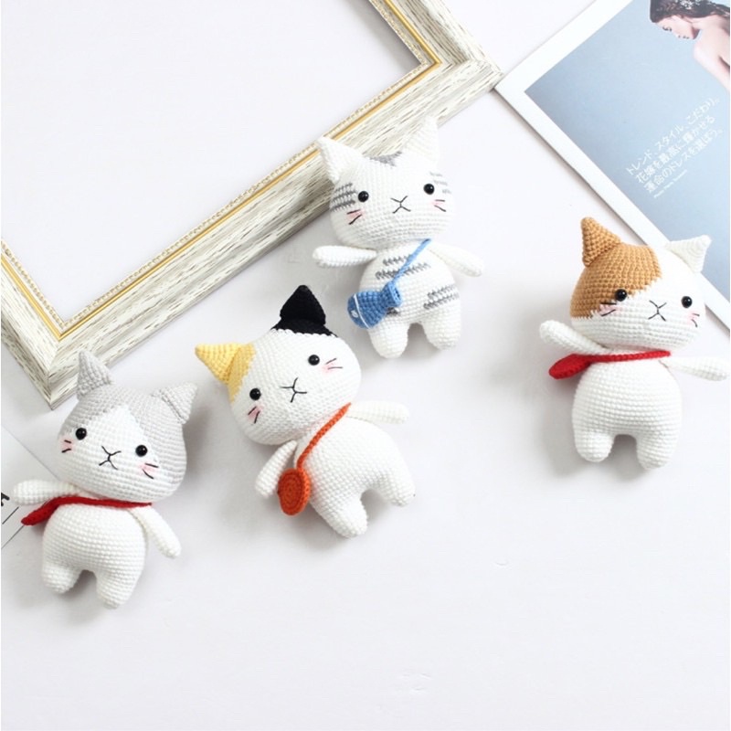 Gói nguyên liệu móc len thú chibi nhồi bông đáng yêu gấu thỏ mèo quà tặng handmade tự làm trang trí decor lenmade