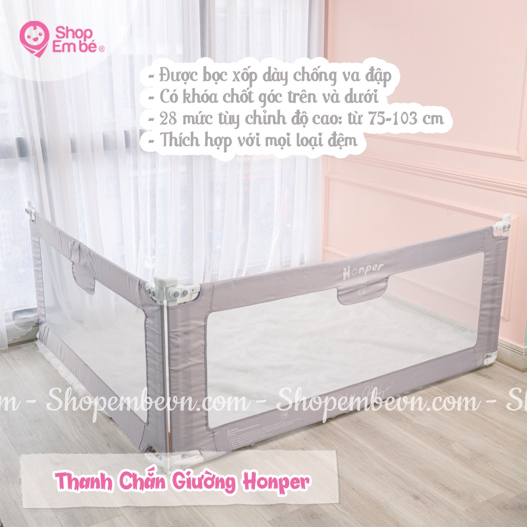 Thanh chắn giường cho bé Honper nâng hạ từng bên, lắp đặt dễ dàng, An toàn cho bé, Shop em bé