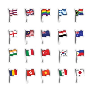 Set 50 sticker lá cờ nhiều nước version 2 dán trang trí