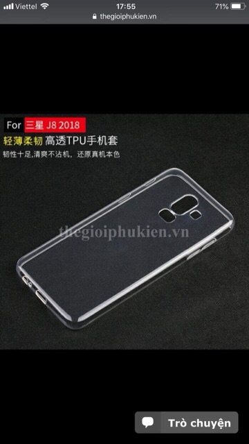 Ốp lưng dẻo silicon trong suốt loại 1 cho sámung J8 2018