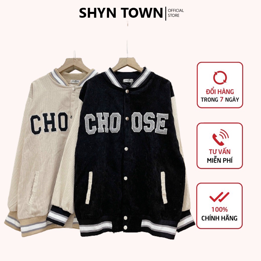 Áo khoác bomber nhung CHOOSE 2 lớp (lót gió)  unisex form rộng phong cách ulzzang nam nữ mặc được kiểu màu đen be