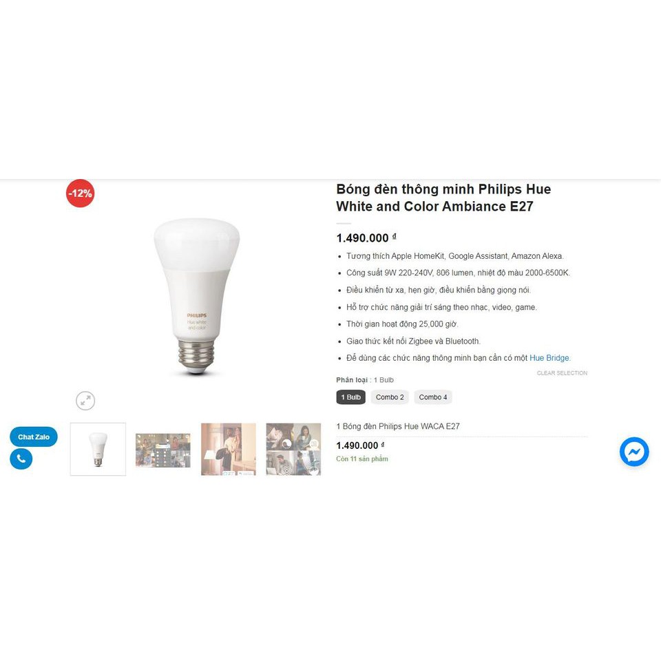 Bóng đèn thông minh Philips Hue White and Color Ambiance E27