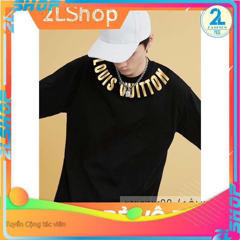 áo thun, phông form rộng tay lỡ nam , nữ UNISEX cổ tráng gương vàng