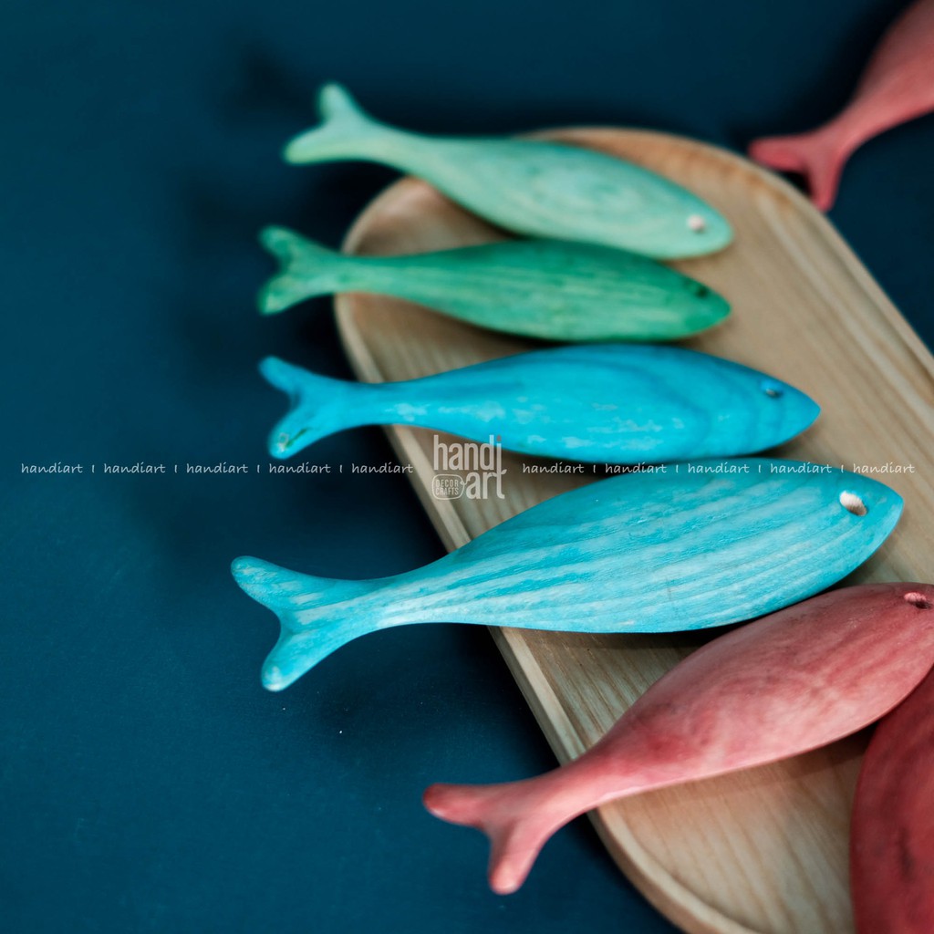 Cá gỗ 3 màu trang trí - Cá gỗ handmade
