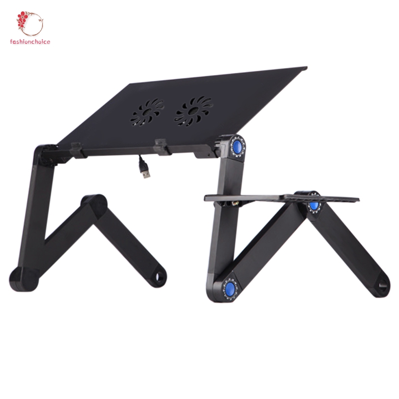 Adjustable Laptop Folding Desk Table Tray Bed Mouse Holder with Fans for Home