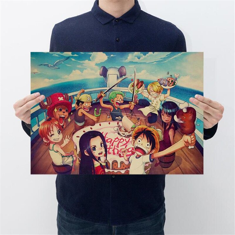 Tranh Giấy kraft Treo Tường Trang Trí In Hình anime one piece