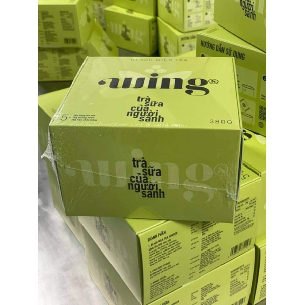 Hộp Trà sữa Wing 380g, 5 sét 1hộp (Vị trà xanh và vị nhài)