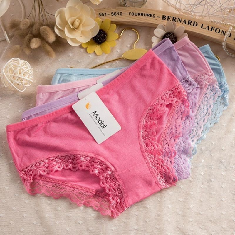 Quần Lót Nữ Viền Ren Cotton Mềm Mại Modal Cao Cấp | BigBuy360 - bigbuy360.vn