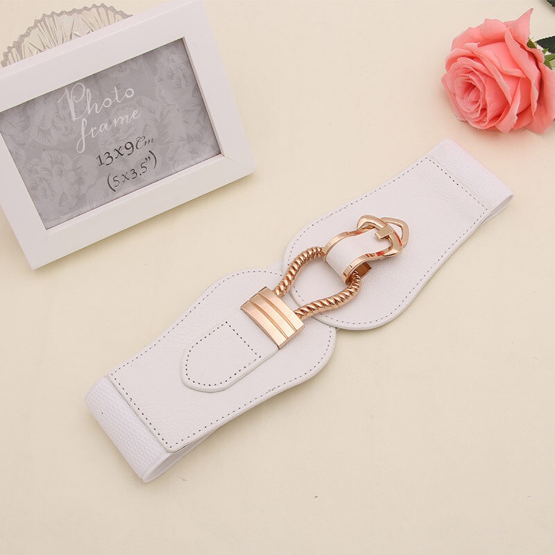 Thắt lưng da bản to co giãn phối khóa cài thời trang cho nữ