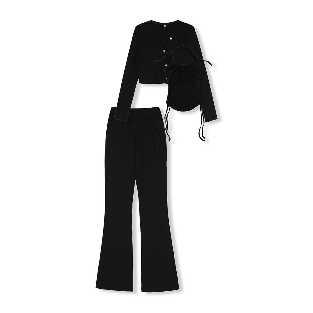 Set Nữ Áo Long Sleeves Flared Pant, Chất Vải Thun Gân 4 Chiều Thoải Mái, WSB060, SOMEHOW