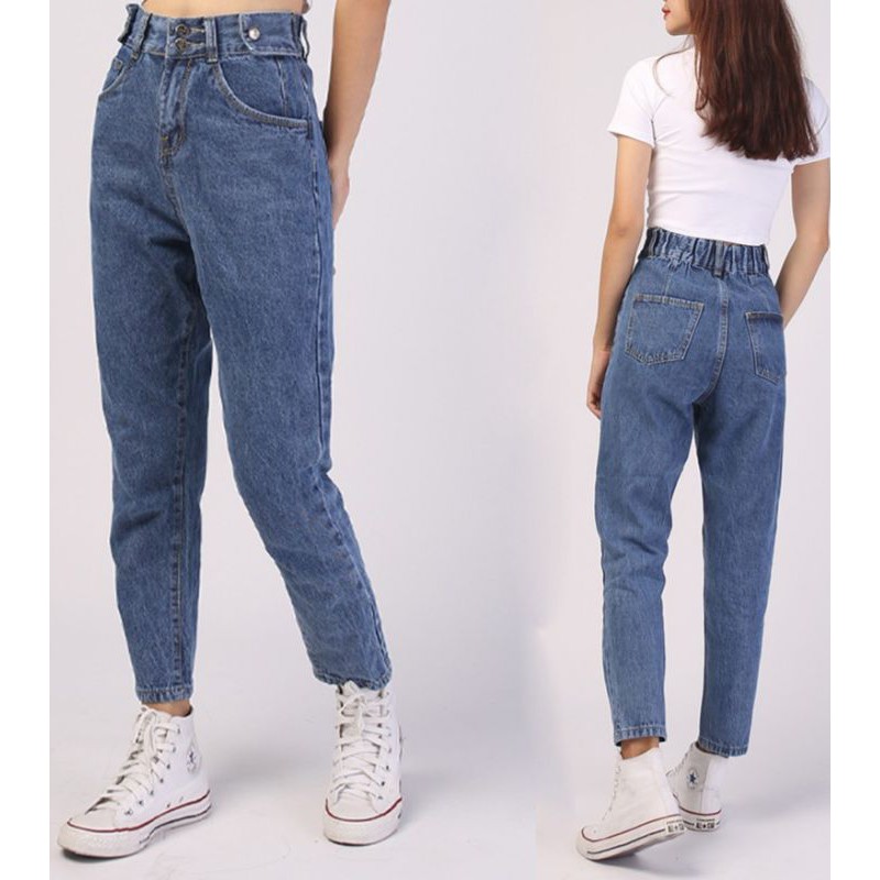 Quần Jean Baggy Phom Rộng 2 Bách Vuông, Lưng Thun❤️ Quần Bò Baggy
