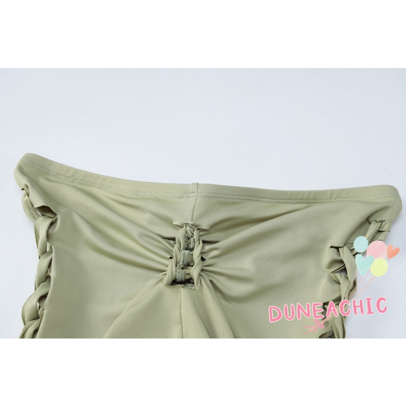 DUNEA Set Áo Thun Tay Dài 2 Dây + Quần Dài Lưng Cao Thiết Kế Quyến Rũ Cho Phái Nữ