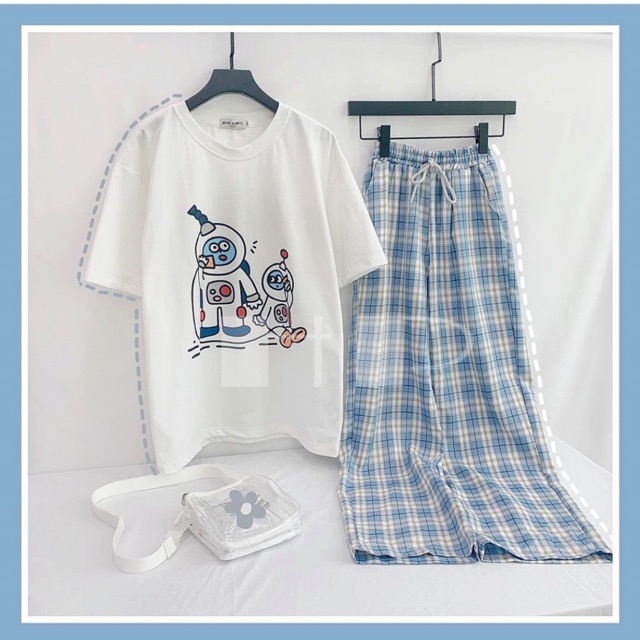 Sét áo 2 phi hành gia + quần kẻ xanh THG876