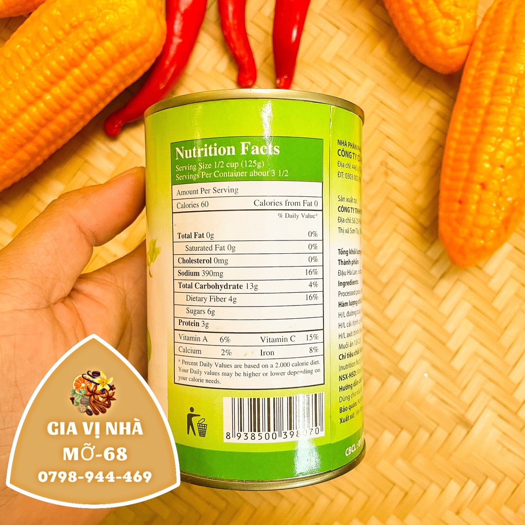 Đậu hà lan tươi đóng hợp  -trọng lượng 425gr