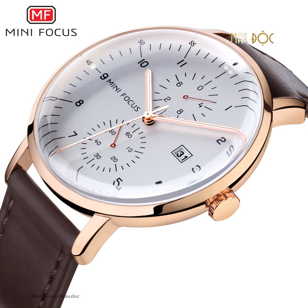 Đồng hồ nam Mini Focus dây da 5 kim lịch ngày thời trang MF052