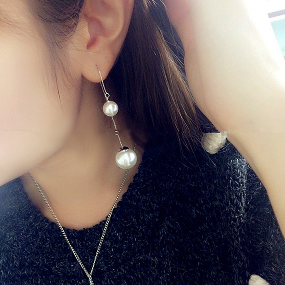 Đôi bông tai đính ngọc trai dạng rơi kiểu dáng thanh lịch cho nữ