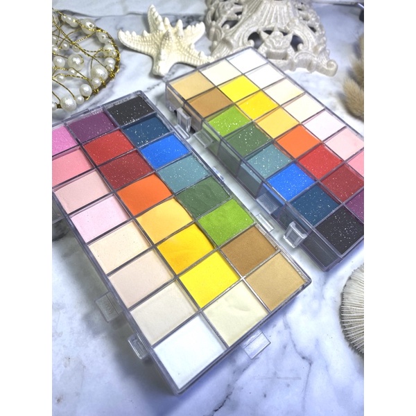 - Khay Bột Mỹ - Dẻo- 24 ô - 24 Màu- Dùng Làm Hoa - Đắp Móng Bột- Ombre - Nhúng.
